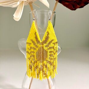Beachy Sunshine Beaded Fringe Earrings